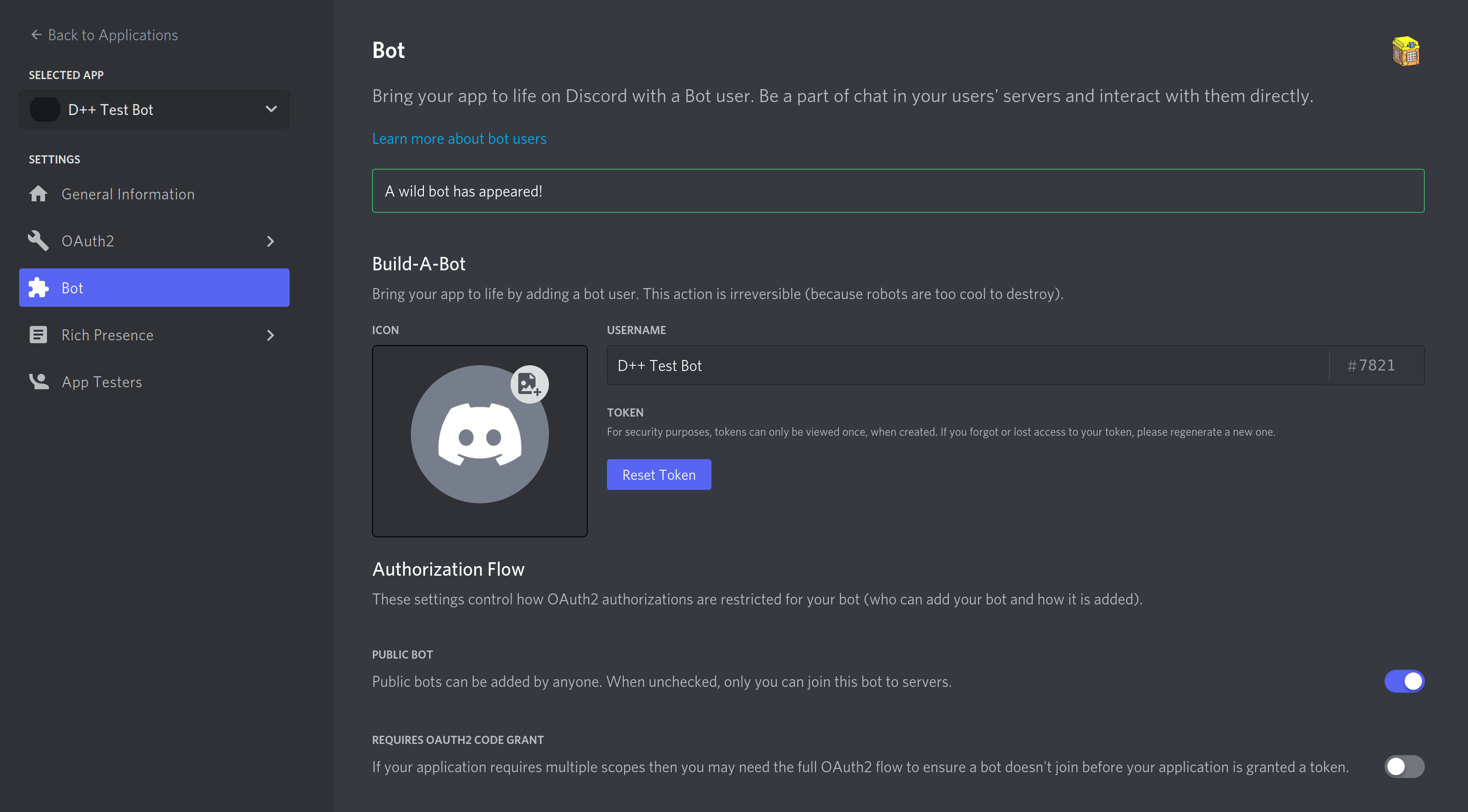 Discord bot token