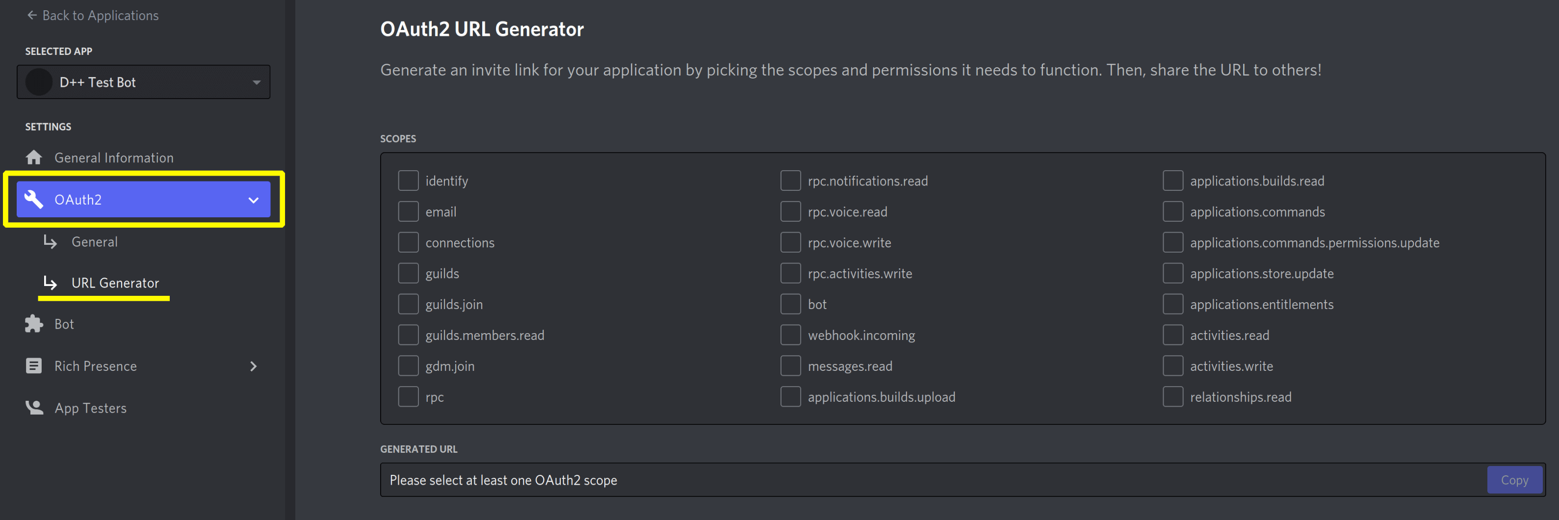 Creating a Bot Token - D++ - The lightweight C++ Discord API Library